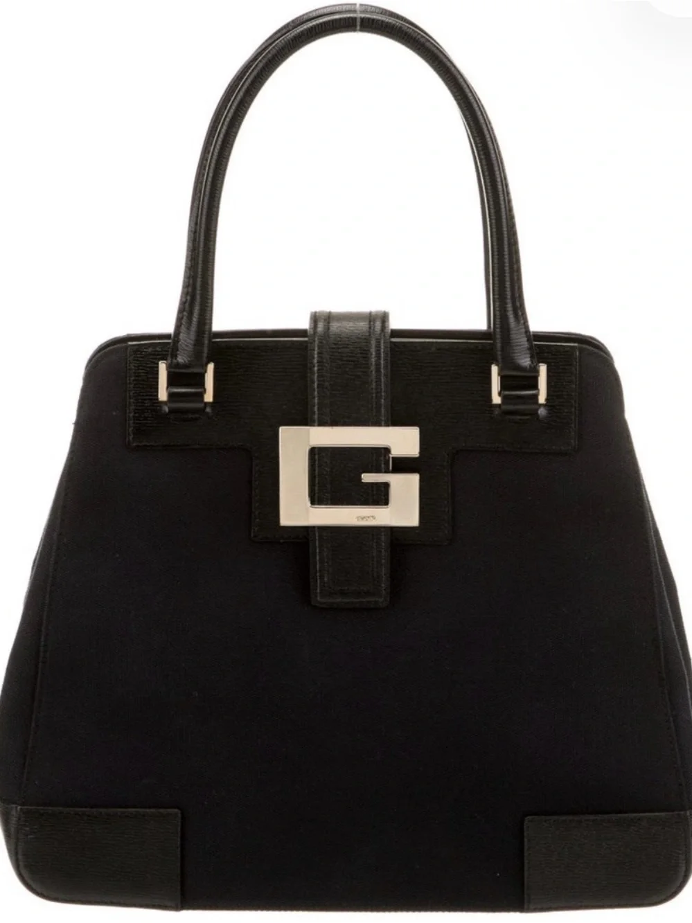 Gucci Black Satchel with Gold G-Buckle and Logo Pouch